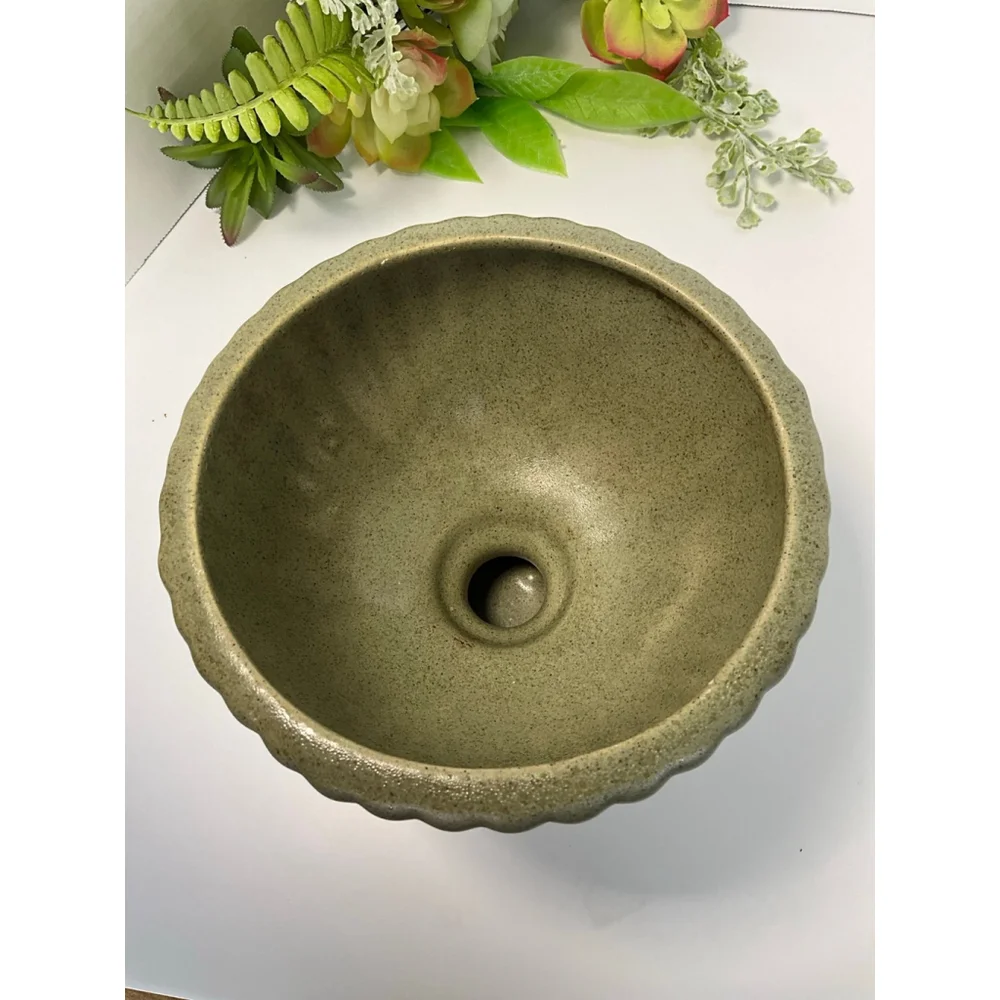 Vintage Ceramic Haeger Pedastal Planter Matte Sage Green